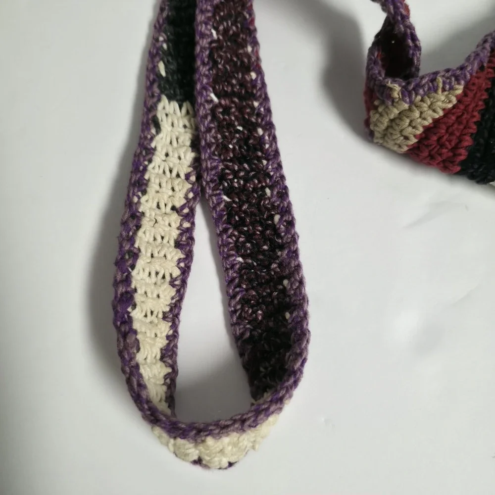 Vintage Boho Crochet Crossbody Bag Southwestern Geometric Knit Bucket Purse